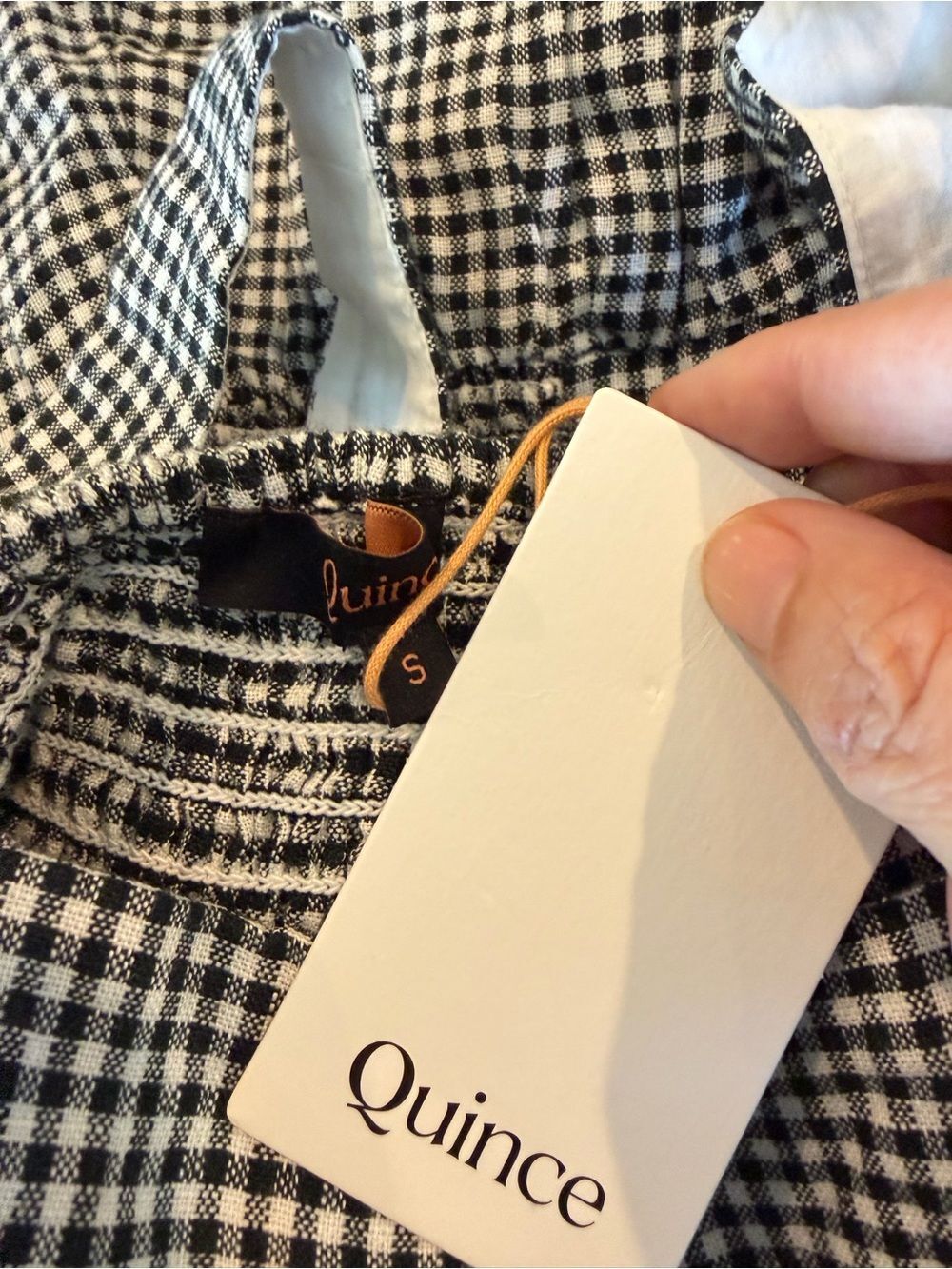 Quince 100% European Linen Fit & Flare Midi Dress / Classic Mini Gingham / S - Picture 8 of 8